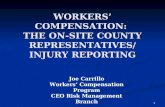 WORKERS’ COMPENSATION: THE ON-SITE COUNTY REPRESENTATIVES/ INJURY REPORTING 1 Joe Carrillo Workers’ Compensation Program CEO Risk Management Branch.