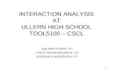 1 INTERACTION ANALYSIS AT ULLERN HIGH SCHOOL TOOL5100 – CSCL JAN ARE OTNES / IFI LYNDY SIEGA BAGARES / IFI VERONICA ANDERSEN / IFI.