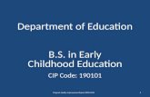 Department of Education B.S. in Early Childhood Education CIP Code: 190101 1 Program Quality Improvement Report 2009-2010.