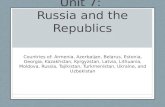 Unit 7: Russia and the Republics Countries of: Armenia, Azerbaijan, Belarus, Estonia, Georgia, Kazakhstan, Kyrgyzstan, Latvia, Lithuania, Moldova, Russia,