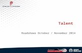 Talent Roadshows October / November 2014. 1.What is it ? 1.How is it set up ? 1.Regional academies – details 1.What is your role?