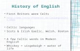 History of English First Britons were Celts  Celtic languages Scots & Irish Gaelic, Welsh, Breton A few.