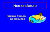 Nomenclature Naming Ternary Compounds. Naming Ternary Compounds Reference Point Contain at least 3 elements Reference point begins with compounds that.
