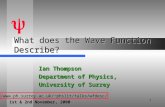 1 What does the Wave Function Describe? Ian Thompson Department of Physics, University of Surrey  Talk: phs1it/talks/wfdesc