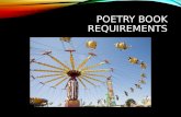 POETRY BOOK REQUIREMENTS. TYPES OF POEM I Can’t Write a Poem Acrostic Haiku Exaggeration Cinquain Clerihew Free Verse Tanka Concrete Quatern Rictameter.