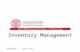 Inventory Management Operations -- Prof. Juran. Outline Basic Definitions and Ideas Reasons to Hold Inventory Inventory Costs Inventory Control Systems.