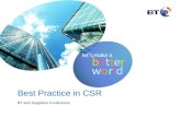 Best Practice in CSR BT and Suppliers Conference.