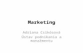 Marketing Adriana Csikósová Ústav podnikania a manažmentu.