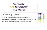 Heredity not following the Rules Learning Goal: predict possible outcomes of various genetic combinations such as non-Mendelian inheritance.