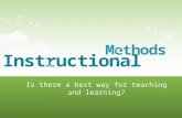 Is there a best way for teaching and learning?. Instructional Methods Drill & Practice Lecture Discussions Creative problem solving Inquiry based learning.