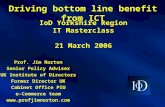 Driving bottom line benefit from ICT IoD Yorkshire Region IT Masterclass 21 March 2006 Prof. Jim Norton Senior Policy Adviser UK Institute of Directors.