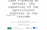 Land Planning by Default: the expansion of the agricultural frontier in the Cerrado Fabiano Toni Third Lemann Dialogue Agricultural and Environmental Issues.