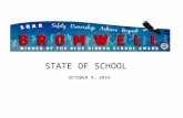 STATE OF SCHOOL OCTOBER 9, 2014. BROMWELL RANKS DISTINGUISHED.