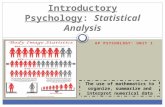 AP PSYCHOLOGY: UNIT I Introductory Psychology: Statistical Analysis The use of mathematics to organize, summarize and interpret numerical data.