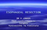 ESOPHAGEAL RESECTION DR V JONKER Dept cardiothoracic Surgery Yunivesithi Ya Freistata.