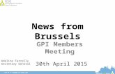 JOIN ME AT FRIENDS OF GLASS.COM News from Brussels GPI Members Meeting 30th April 2015 Adeline Farrelly Secretary General.