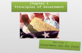 Chapter 1 Principles of Government Section 1 Government and the State Section 1 Government and the State.