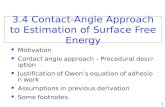 1 3.4 Contact-Angle Approach to Estimation of Surface Free Energy Motivation Contact angle approach – Procedural description Justification of Owen ’ s.