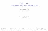 ECE 7366 Advanced Process Integration Introduction Dr. Wanda Wosik UH, ECE Text Book: B. El-Karek, “Silicon Devices and Process Integration” Slides also.
