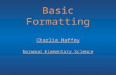 Basic Formatting Charlie Haffey Norwood Elementary Science.