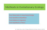 Methods in Evolutionary Ecology From Observation to Experimental Design From Question to Hypothesis From Evidence to Argument From Hypothesis to Theory.