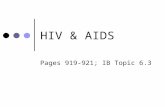 HIV & AIDS Pages 919-921; IB Topic 6.3. Turn and Talk What do you know or think of HIV & AIDS?