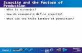 Chapter 1SectionMain Menu Scarcity and the Factors of Production What is economics? How do economists define scarcity? What are the three factors of production?
