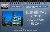 ELEMENTAL COST ANALYSIS (ECA) What successful Cost Estimators know….and you should, too. Prepared by: Assoc. Prof. Sr Dr. Mastura Jaafar Prepared by: Assoc.