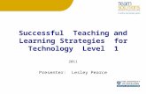 Successful Teaching and Learning Strategies for Technolo gy Level 1 2011 Presenter: Lesley Pearce.