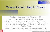 Transistor Amplifiers Topics Covered in Chapter 29 29-1: AC Resistance of a Diode 29-2: Small-Signal Amplifier Operation 29-3: AC Equivalent Circuit of.