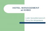 HOTEL MANAGEMENT at KHBO Lode Vanwildemeersch Dany De Wispelaere.