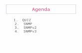 Agenda 1. QUIZ 2. SNMP 3. SNMPv2 4. SNMPv3. Managed Object SNMP Management-Two Tier MIB Managed Objects Manager agent Manager Anything that pulses the.