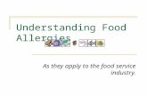 Understanding Food Allergies As they apply to the food service industry.