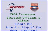 2014 Preseason Lacrosse Official’s Clinic Clinic #3: Rule 4 – Play of The Game, Continued.