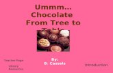Ummm… Chocolate From Tree to Table By: B. Cassels Teacher Page Library Resources Introduction.