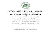 ICOM 4035 – Data Structures Lecture 6 – Big-O Notation Manuel Rodriguez Martinez Electrical and Computer Engineering University of Puerto Rico, Mayagüez.