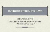 INTRODUCTION TO LAW CHAPTER FIVE INSTITUTIONAL SOURCES OF AMERICAN LAW.