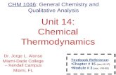 Chemical Thermodynamics Unit 14: Chemical Thermodynamics Dr. Jorge L. Alonso Miami-Dade College – Kendall Campus Miami, FL Textbook Reference: Chapter.