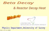 IAEA-12/12/2005. Decay Heat in Nuclear Reactors  “ Decay Heat is the principal reason of safety concern in Light Water Reactors. It is the source of.