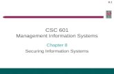 8.1 CSC 601 Management Information Systems Chapter 8 Securing Information Systems.
