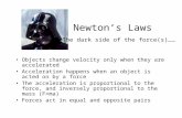 Newton’s Laws Objects change velocity only when they are accelerated Acceleration happens when an object is acted on by a force The acceleration is proportional.