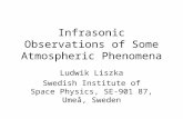 Infrasonic Observations of Some Atmospheric Phenomena Ludwik Liszka Swedish Institute of Space Physics, SE-901 87, Umeå, Sweden.
