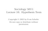 Sociology 5811: Lecture 10: Hypothesis Tests Copyright © 2005 by Evan Schofer Do not copy or distribute without permission.