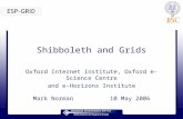 Shibboleth and Grids Oxford Internet Institute, Oxford e-Science Centre and e-Horizons Institute Mark Norman 10 May 2006.