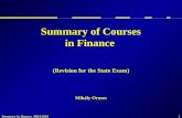 Summary in finance, MBA20021 Summary of Courses in Finance (Revision for the State Exam) Mihály Ormos.