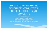 MEDIATING NATURAL RESOURCE CONFLICTS: USEFUL TOOLS AND CONCEPTS MICHAEL BROWN SENIOR MEDIATION EXPERT STANDBY MEDIATION TEAM UN DEPARTMENT OF POLITICAL.