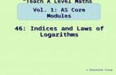 46: Indices and Laws of Logarithms © Christine Crisp â€œTeach A Level Mathsâ€‌ Vol. 1: AS Core Modules
