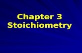 Chapter 3 Stoichiometry. Chemical Stoichiometry Stoichimetry from Greek “measuring elements”. That is “Calculation of quantities in chemical reactions”