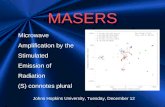 MASERS Johns Hopkins University, Tuesday, December 12 Microwave Amplification by the Stimulated Emission of Radiation (S) connotes plural.