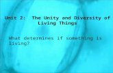 Unit 2: The Unity and Diversity of Living Things What determines if something is living?